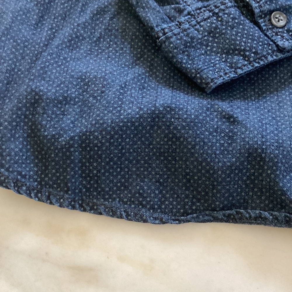 Anthropologie Pilcro and the Letterpress Dot Print Open Back Chambray Buttondown - Picture 2 of 6